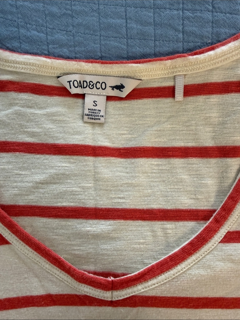 Toad&Co striped v-neck t-shirt - Picture 3 of 4